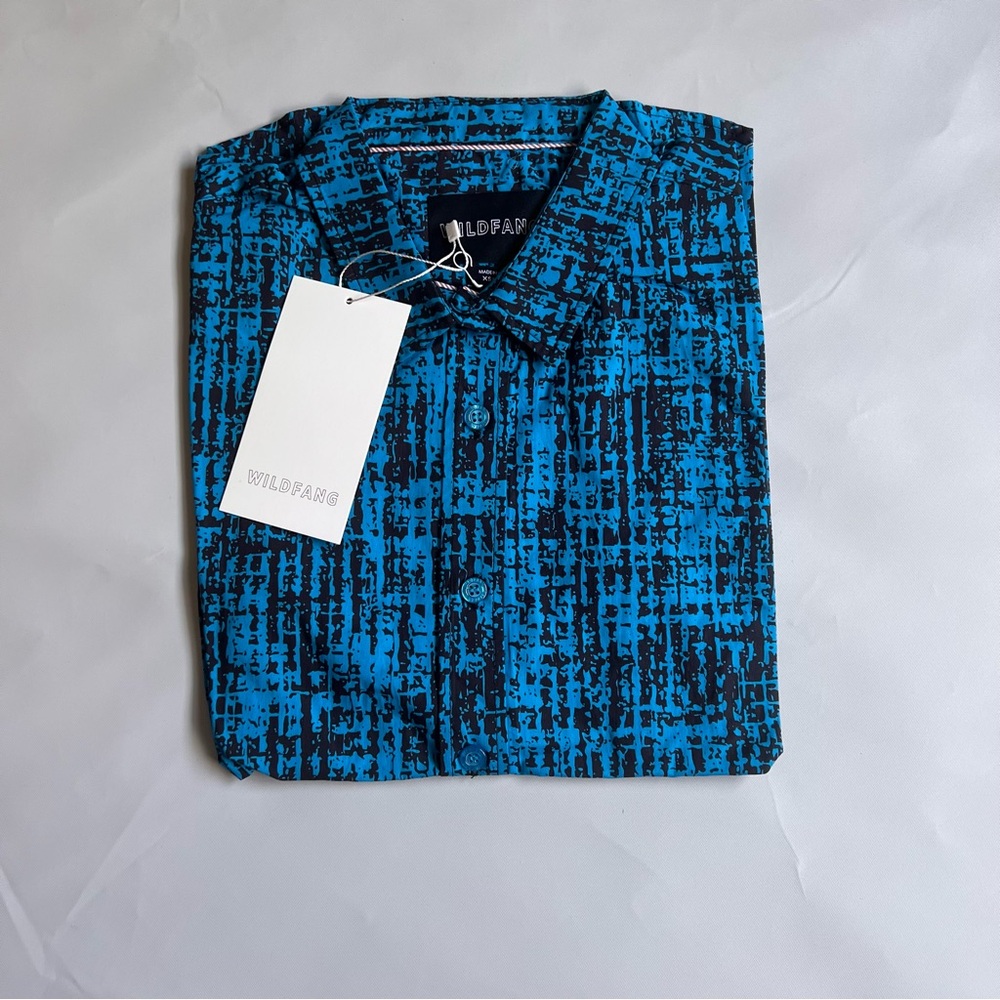 Wildfang The Essential Button Up Shirt Short Sleeves Weaves Blue XS - Picture 3 of 9
